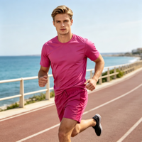 Ensemble Sportswear Homme Été 2026 – T-shirt et Short Décontracté Minimaliste Respirant à Séchage Rapide, 100% Polyester Imprimé Numérique