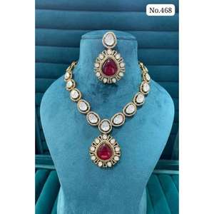 Ensemble de collier haut de gamme avec boucles d'oreilles, bijoux fantaisie pour mariage, produit artisanal en gros - Product Image 2