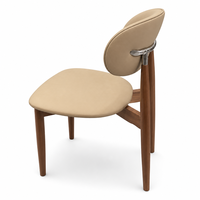 Chaise de salle à manger ergonomique en bois massif de noyer et caoutchouc, avec revêtement en cuir, style nordique moderne, pour appartement, restaurant, café