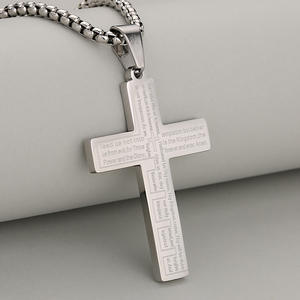 Colgante de Cruz de La <span class=keywords><strong>Biblia</strong></span> <span class=keywords><strong>cristiana</strong></span> de acero inoxidable clásico para hombres y mujeres, joyería de fe de oración católica, regalo superior para collar Cristiano - Product Image 5