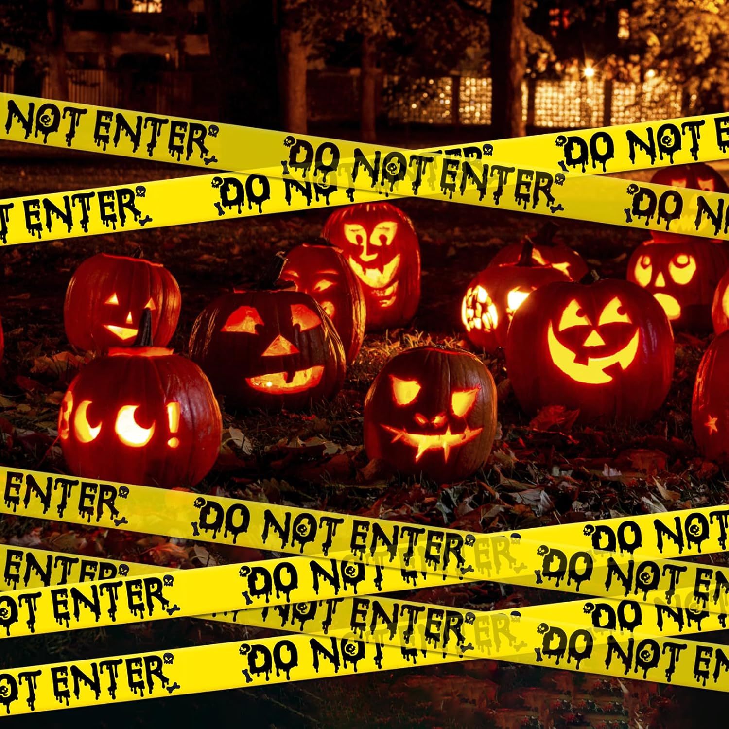 Halloween Decorations DIY Supplies Yellow Black Scary Caution Tape Hazard Warning Door Haunted Houses Deco for Indoor · image 6