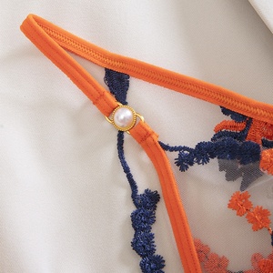 Conjunto sexy de <span class=keywords><strong>dos</strong></span> piezas: sujetador hueco con copas de media copa <span class=keywords><strong>y</strong></span> bragas, estilo lencería transparente de encaje sexy con tirantes - Product Image 4