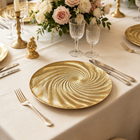 Assiette de présentation contemporaine en plastique PP de luxe, durable et pigmentée, motif personnalisable, pour dîner d'affaires, mariage, fête, décoration de table
