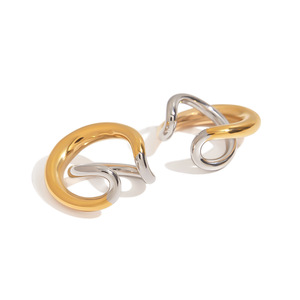 Geometric <b>Clip</b>-on Earrings Gold <b>Silver</b> Color Block Irregular Design For Women Party Fashion Jewelry - Product Image 5