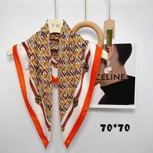 แฟชั่นที่ดีที่สุดสำหรับผู้หญิงผ้าเช็ดตัวสี่เหลี่ยมขนาด70ซม. สามารถพิมพ์ลายดิจิทัลได้ตามต้องการ - Product Image 4