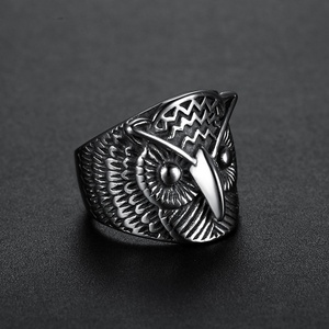 Vintage Silver Owl Ring - Unique Men's Fashion Jewelry - Stainless Steel Nordic Viking Animal Ring - Perfect Amulet Gift - Product Image 2