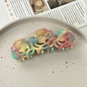 Pinza de pelo grande con diseño de rosa hueca francesa y ácido acético, para la parte trasera de la cabeza, estilo temperamental, para mujer, colección Primavera Verano - Product Image 4