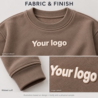 Sweat-shirt surdimensionné pour enfants avec logo personnalisé, impression en relief, col rond, épaules tombantes, pull pour garçons et filles, vente en gros, marque privée
