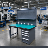 Mesa de Trabajo Antiestática ESD para Ensamblaje Electrónico con Luz LED, Regleta de Alimentación, Gabinete de 4 Cajones, Patas Ajustables, Personalizable OEM