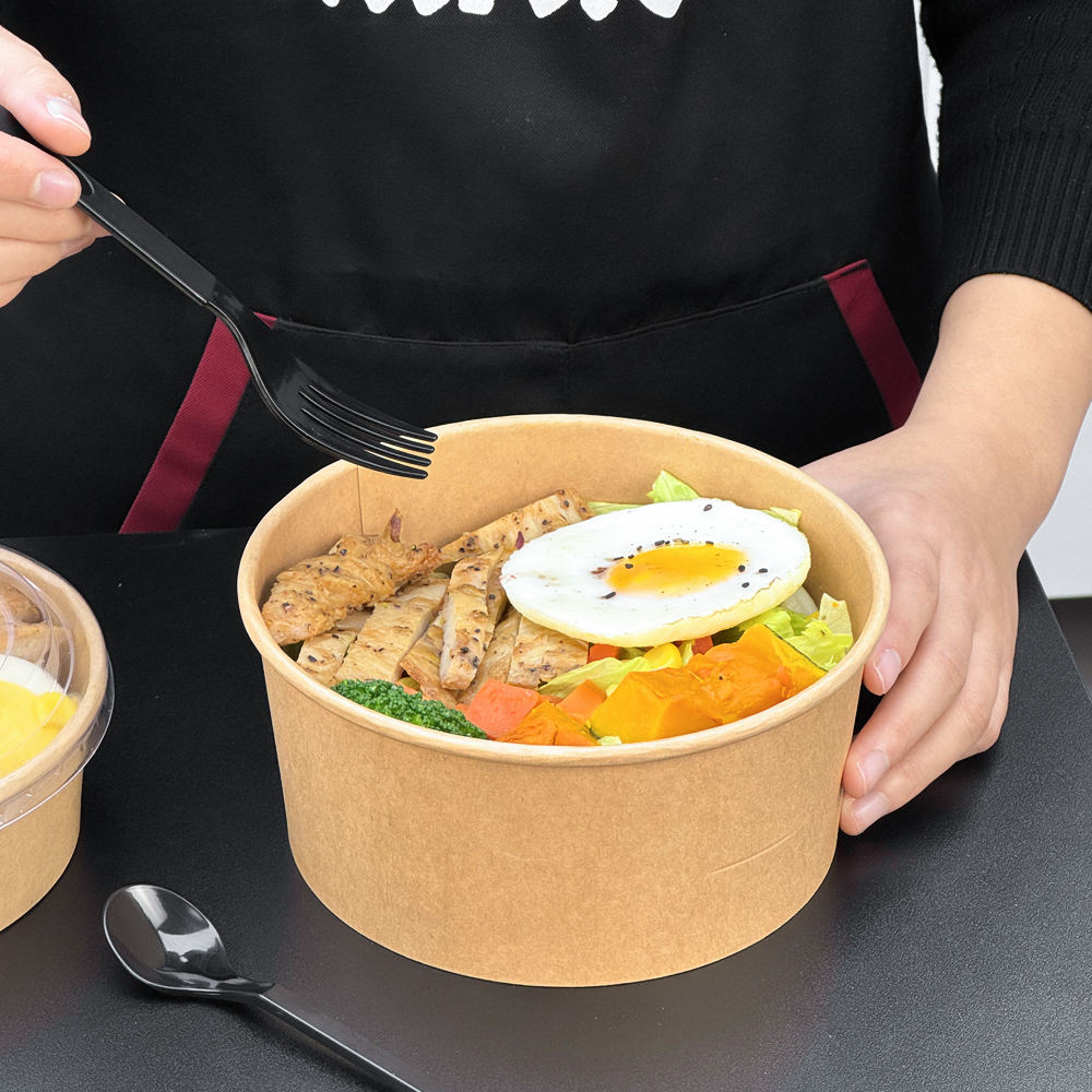 Disposable Coated Kraft Paper Plate Kraft Paper Bowl for Snack and Lunch High Quality Kraft Paper Container OEM Support
