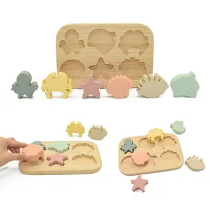 Nouveau Animal 3D Doux Début Éducatif 100% Sans BPA De Qualité Alimentaire Silicone Bébé Enfants Puzzle Jouets En Gros