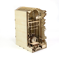 Maisons de poupées DIY, bibliothèque, l'ère de la vapeur, station de chemin de fer, support de livre en bois, kit de puzzle 3D