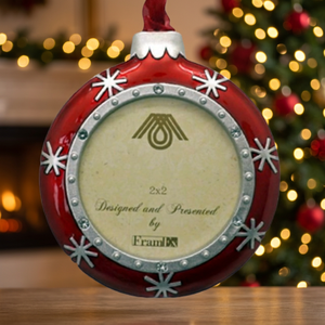 PROMOTIONAL CHRISTMAS DECORATION RED ZINC ALLOY ENAMEL PLATED ORNAMENT SHAPE HANGING <b>FRAME</b> 2"x2"(5x5cm) - Product Image 3
