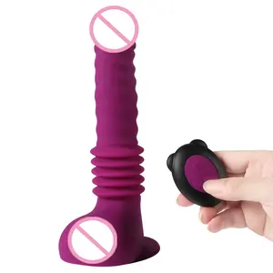 Logo Kustom Pemasok Cina Vibrator untuk Wanita, Dildo Kendali Jarak Jauh Nirkabel Dildo Silikon Dorong