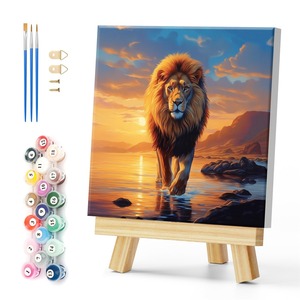 2025 Lion Sơn Bằng Số Kit Tùy Chỉnh Trang Trí Nội Thất Bán Buôn Tự Làm Động Vật Acrylic Sơn Với Khung Trên Vải - Product Image 1