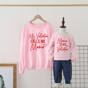 Produttore san valentino felpa abbinata alla <span class=keywords><strong>madre</strong></span> e alla <span class=keywords><strong>figlia</strong></span> per famiglia vestito abbinato Logo stampato personalizzato di alta qualità - Product Image 3