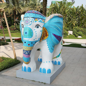 Sculpture d'éléphant en résine artistique, décoration de jardin extérieure, figurine animale faite à la main, à poser au sol - Product Image 2