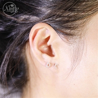 Xinfly dos plat femme bijoux de mode diamant naturel pur 14k 18k or Mini initiale Alphabet lettre boucle d'oreille