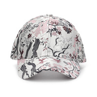 Casquette de baseball unisexe respirante et imperméable en 100 % polyester, brodée de motifs floraux, à 6 panneaux, style sportif, tendance nationale, toutes saisons, pour le commerce transfrontalier