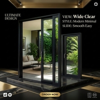Porte coulissante en aluminium à double vitrage trempé, moderne, pour séparation de terrasse
