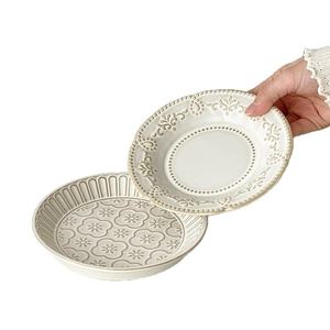 Assiette à dîner en porcelaine jetable de style français moderne, glaçure, haute qualité, motif uni, assiette à dessert, gâteau, plateau, fête - Product Image 5