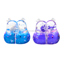 Figurines magnétiques personnalisables en acrylique remplies de liquide, deux parties se fusionnant en une, ours s'embrassant avec paillettes flottantes 3D à l'intérieur