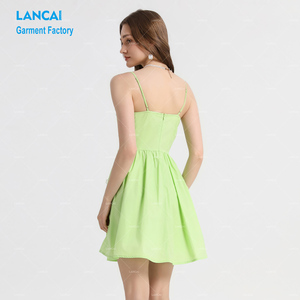 Abito slip da donna all'ingrosso personalizzato colletto quadrato colori verde chiaro piccoli modelli di <span class=keywords><strong>fiori</strong></span> da ragazza alla moda - Product Image 4