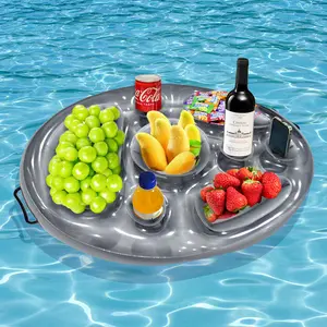 PVC Inflatable Water Ice Bar Inflatable Tray Water Supplies Inflatable Beverage Cup Holder Cup Holder Floating Swimming Pool
