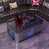 Bar Discothèque Karaoké Dance Lounge LED Table Personnaliser Logo Taille Dessus En Verre Trempé Cadre En Acier Inoxydable Illuminer Table VIP