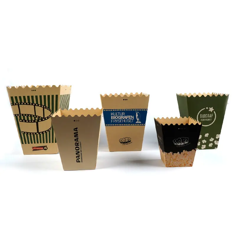 पर्यावरण के अनुकूल बांस कागज पॉपकॉर्न बॉक्स Biodegradable फास्ट फूड Takeaway के लिए पैकेजिंग बॉक्स
