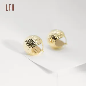LFH Pure Real 18K Gold Earrings Jewelry Bridal Engagement Wedding Earrings Gold Ball 18k Real Gold Personalized Earrings