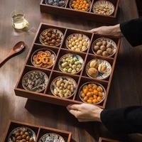 Plateau de tri en bois de bambou à compartiments multiples, boîte à collation, organisateur de rangement alimentaire pour table de cuisine, qualité alimentaire, logo personnalisé