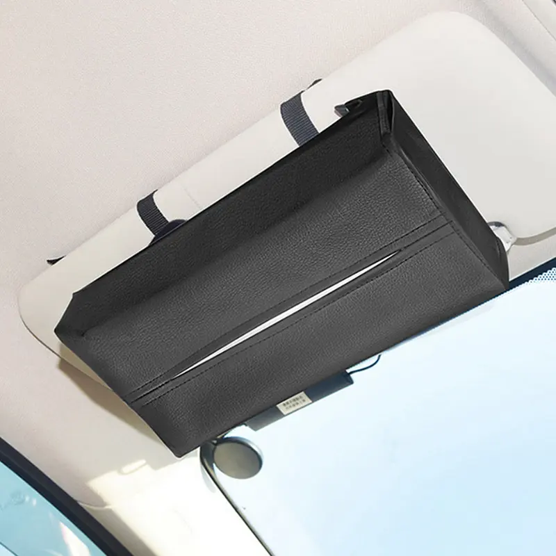 Portatovaglioli universale per visiera parasole per auto custodia porta fazzoletti in pelle PU custodia semplice per scatola di fazzoletti per auto