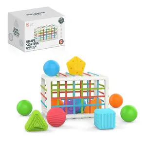 Montessori Coin Box Plastic Stacking Blocks Matching Shape Colors Stacking Toys Ball Drop Learning Toys