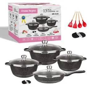 Chất lượng cao canh nồi Set không dính nấu ăn nồi nhôm Cookware Set 13 cái đúc Fry Pan với Silicone nấu ăn đồ dùng