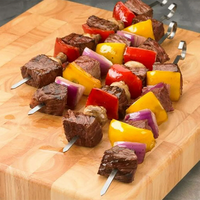 Brochettes de kebab larges en métal réutilisables en acier inoxydable pour viande, poulet, légumes et grillades en plein air