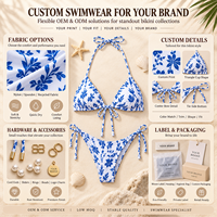 Bikinis imprimés tendance vintage personnalisés OEM, à lacets, pour filles et femmes, vêtements de bain