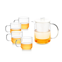 Théière en verre miniature 400 ml résistante à la chaleur, ensemble de tasses à thé avec infuseur en céramique amovible, échantillon gratuit, écologique