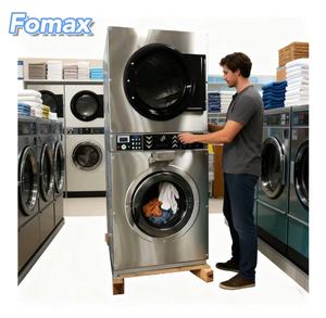 Lave-<span class=keywords><strong>linge</strong></span> superposé économique avec <span class=keywords><strong>sèche</strong></span>-<span class=keywords><strong>linge</strong></span>, <span class=keywords><strong>à</strong></span> monnayeur, en acier inoxydable 304, équipement de blanchisserie professionnel - Product Image 2