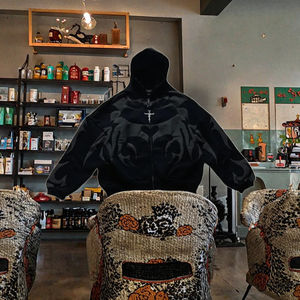 <span class=keywords><strong>Felpa</strong></span> con Cappuccio Unisex Stile Harajuku Americano Invernale, 100% Poliestere, Traspirante, Ampia con Zip - Product Image 3