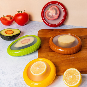 Silicone <b>Fruit</b> <b>Vegetable</b> Anti-Oxidation 4-Piece Manual Storage Container Avocado Saver Holder Reusable Fridge Storage - Product Image 5