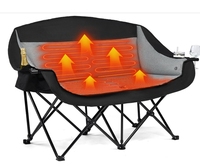 Chaise de camping portable chauffante, double, pliable, 3 températures réglables, 4 zones de chauffage, pour l'extérieur