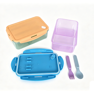 Boîte à <span class=keywords><strong>lunch</strong></span> en plastique transparente à 2 compartiments, sans BPA, étanche, pour enfants, portable, très vendue - Product Image 2