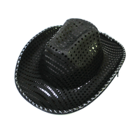 Cappello da Cowboy LED Luminoso in Paglia Satinata per Halloween, Natale, Festival, Cappelli da Festa Lampeggianti con Paillettes, Costume per Cosplay, Carnevale, Mardi Gras