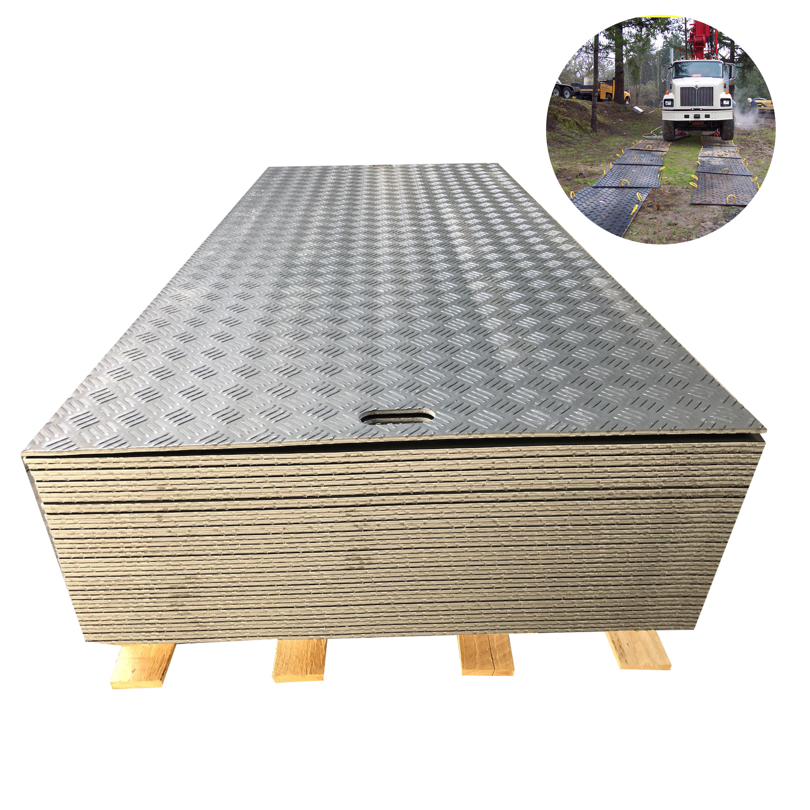 Excavator Track Heavy Duty Road Mats  4x8 ft Plastic Road Plates  Solution Heavy Duty Plastic Plates