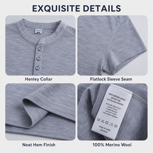 Camiseta de Manga Corta para Hombre, Cuello Henley, Logotipo Personalizado, Premium, Ligera, Transpirable, Informal, de Verano - Product Image 3