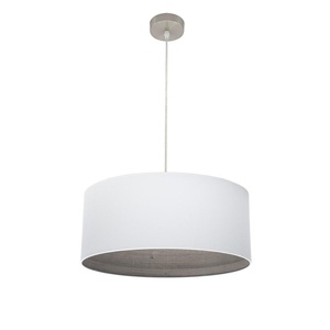 Lampada a sospensione 1xE27, finitura nichel/bianco, legno grigio, dimensioni 50x50 cm, ideale per illuminare spazi moderni. - Product Image 1