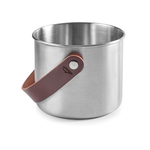 Secchiello per Ghiaccio Moon Inox in Acciaio Inossidabile con Manico in Pelle per Raffreddare Bevande - Product Image 1