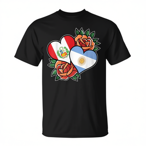 Camiseta con Diseño de Bandera de Perú y Argentina, Mitad Peruanas, Mitad Argentinas, Promocional, Personalizable - Product Image 2