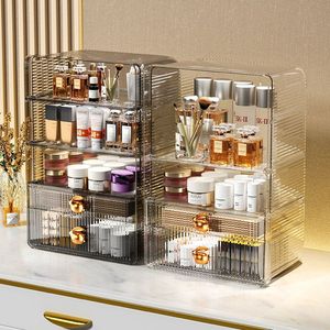 Caja de almacenamiento de cosméticos, organizador transparente a prueba de polvo para dormitorio, tocador, estante para lápices labiales y productos para el cuidado de la piel - Product Image 4